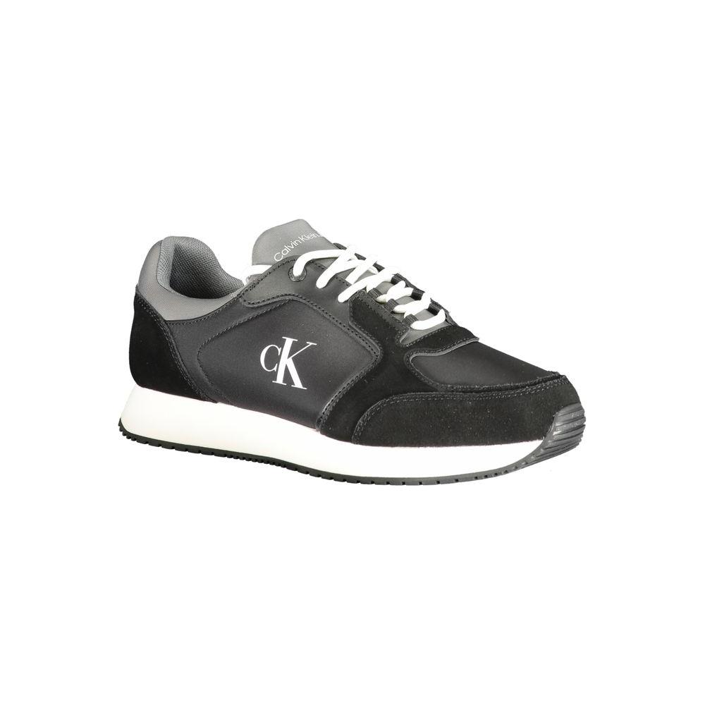 Calvin Klein Black Leather Men Sneaker Calvin Klein Dark Slate Gray