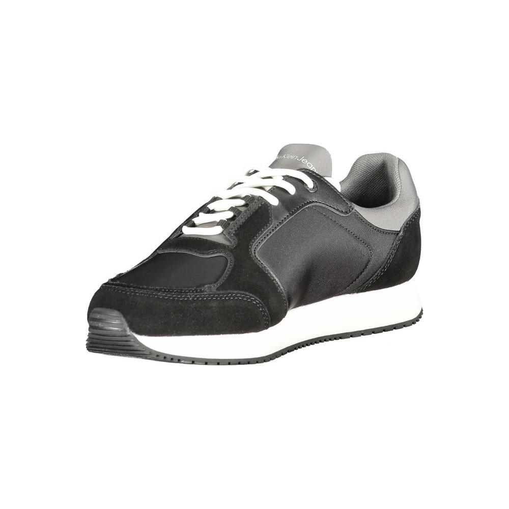 Calvin Klein Black Leather Men Sneaker Calvin Klein Dark Slate Gray