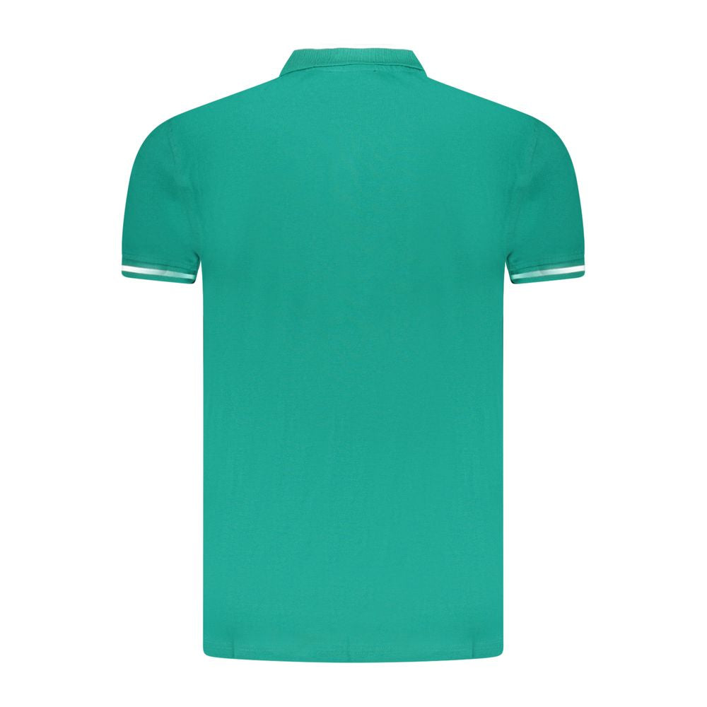 Cavalli Class green short sleeve cotton polo shirt for men, showcasing back view with contrasting details, perfect for smart-casual events.