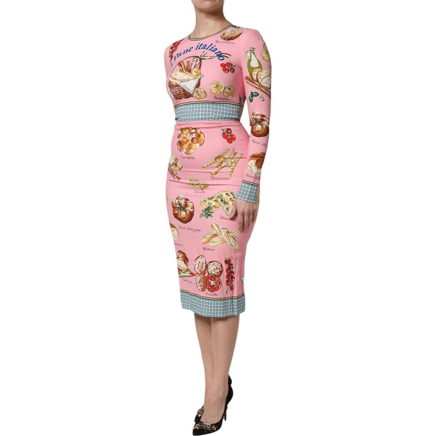 Dolce & Gabbana Pink Pastry Print Bodycon Sheath Midi Dress