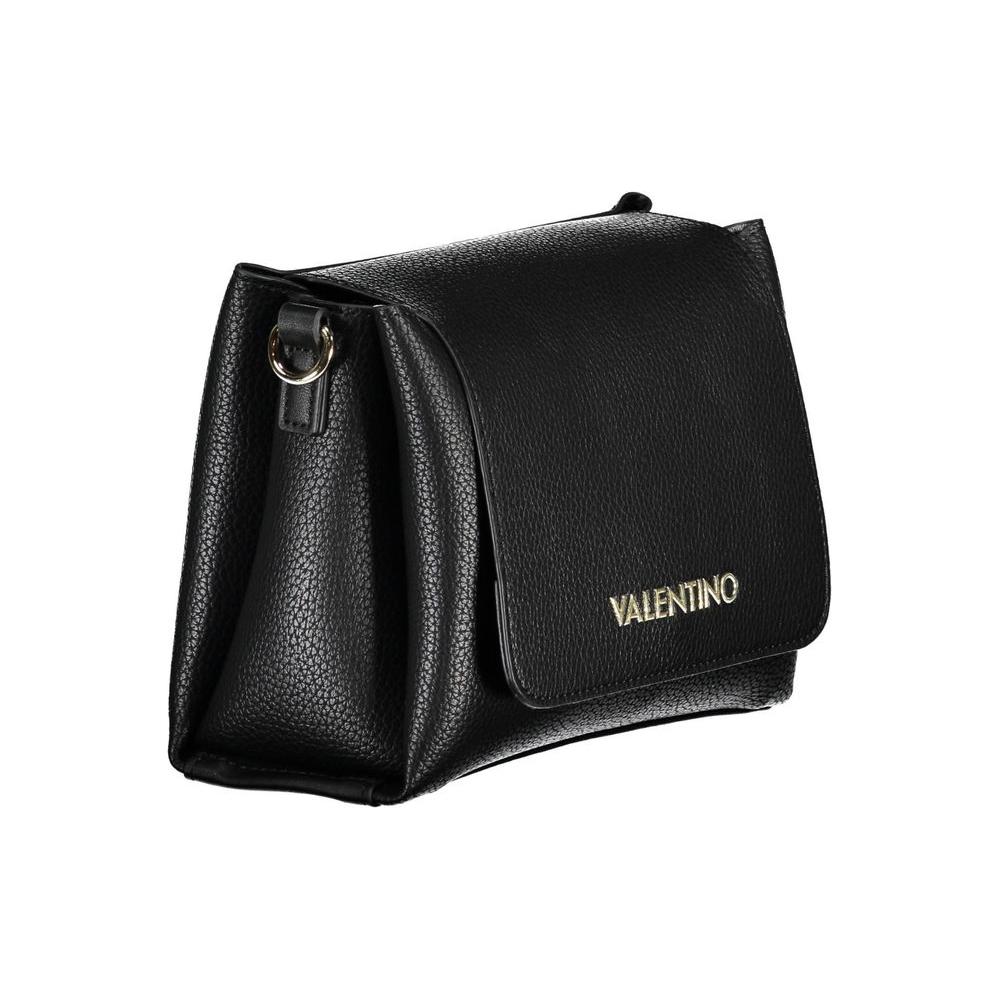 Valentino black polyethylene handbag with logo, removable strap, 3 compartments, 1 inside pocket, contrasting details, zip and snap closure.