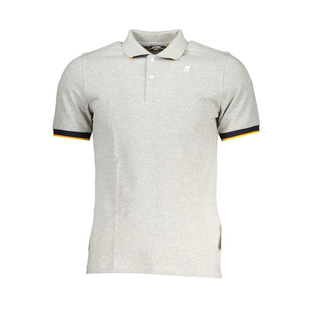 K-WAY gray cotton men's polo shirt with short sleeves, unique logo, contrasting details, stylish design, perfect for modern men