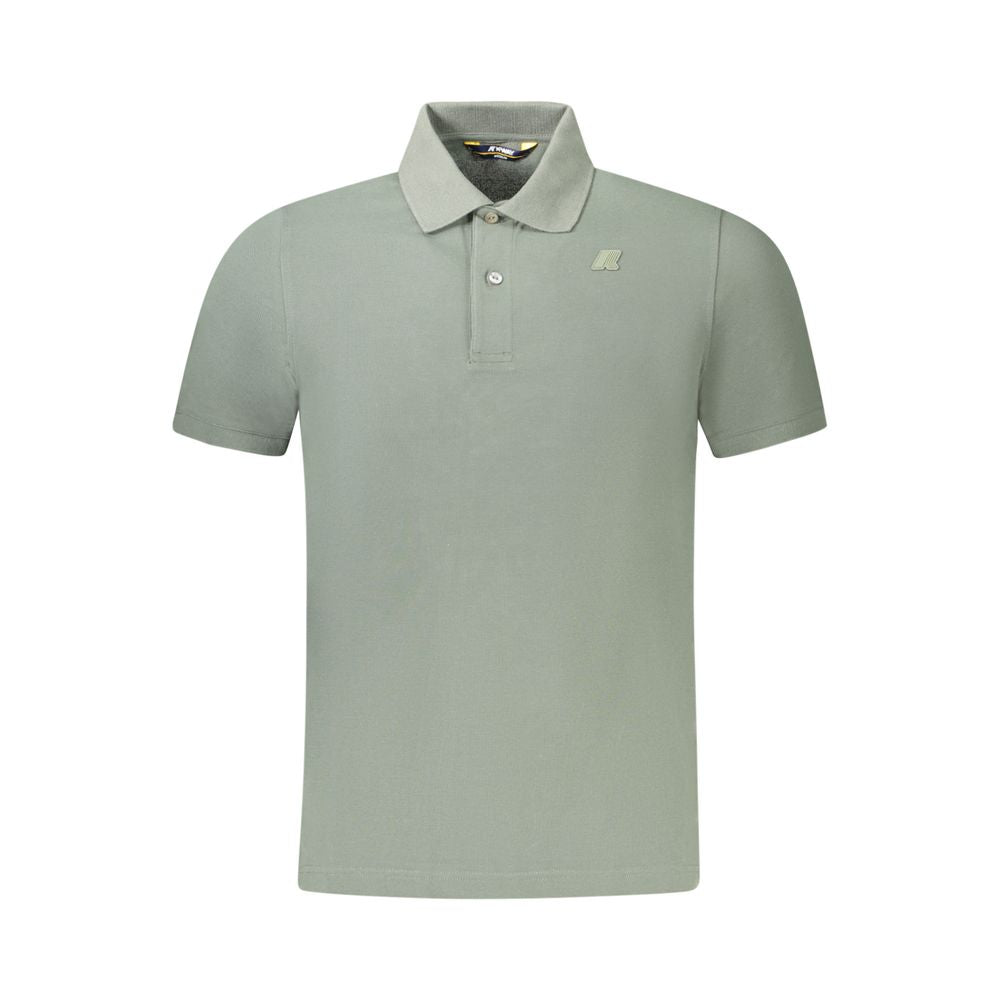 K-WAY green cotton men’s polo shirt with short sleeves, two-button placket, and iconic logo. Ideal for casual or semi-formal occasions.