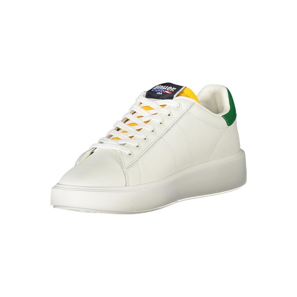 Blauer White Leather Men Sneaker