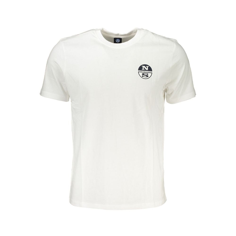 North Sails white cotton short-sleeved t-shirt with crew neck and logo print on chest.