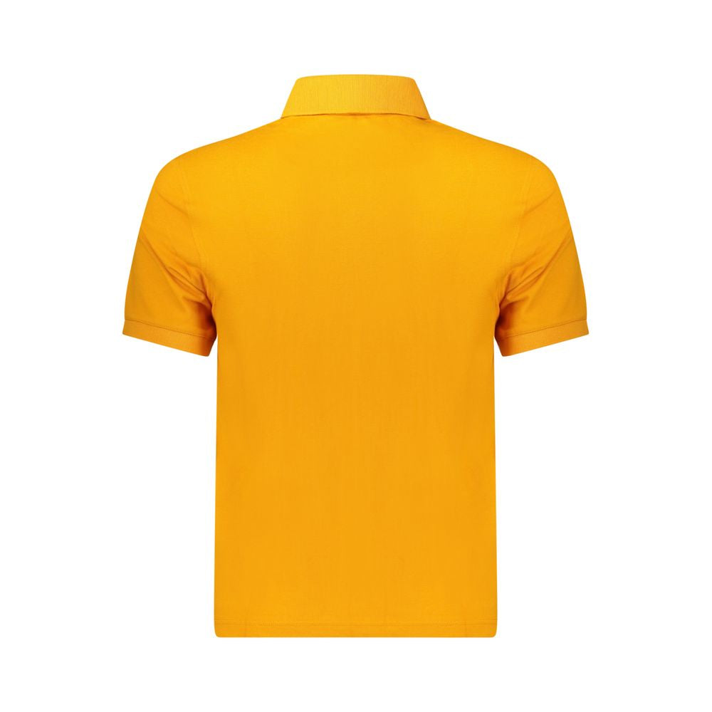 Back view of K-WAY Orange Cotton Men Polo Shirt with short sleeves and classic collar.