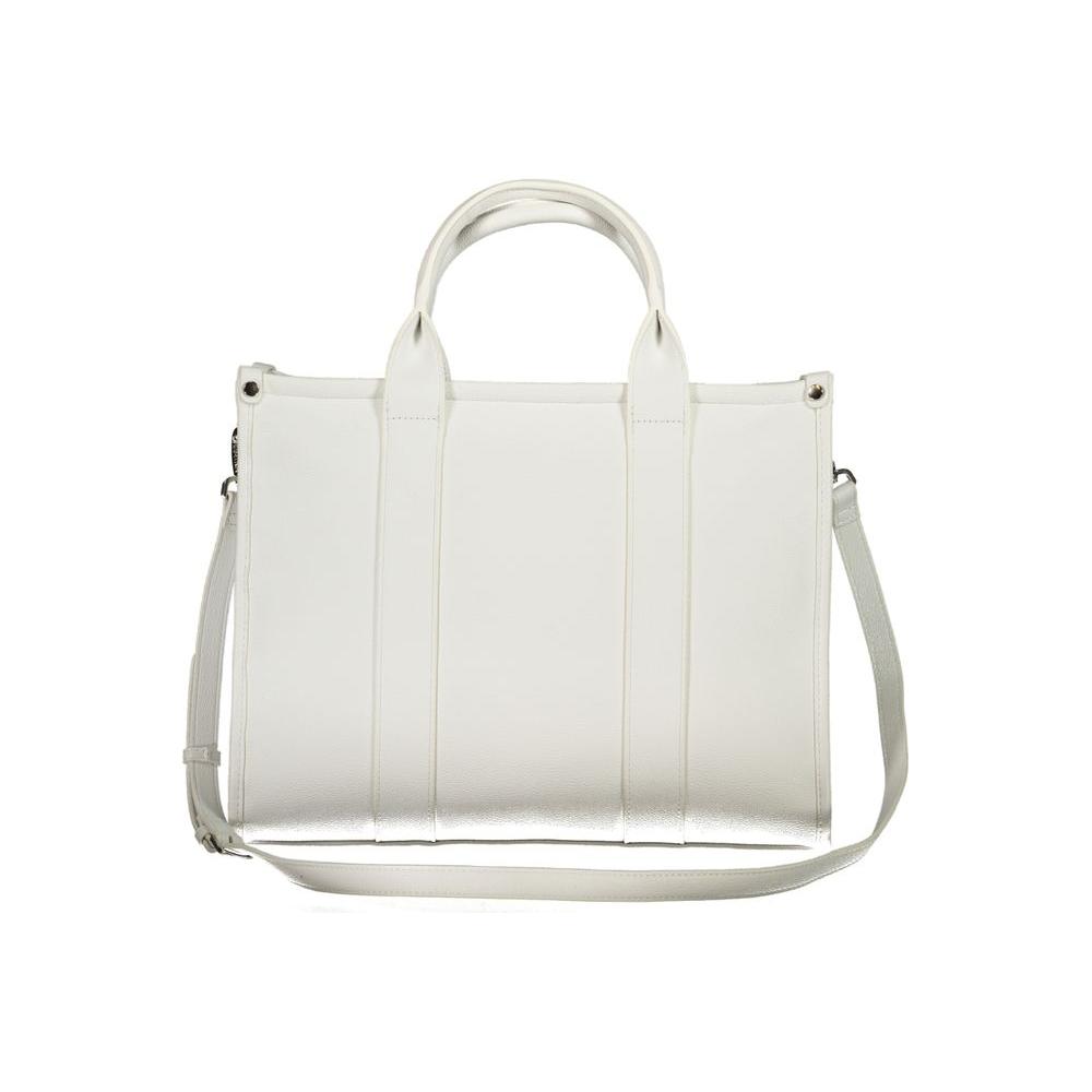 Valentino Bags white polyethylene handbag with two handles, removable shoulder straps, internal pockets, recycled material.