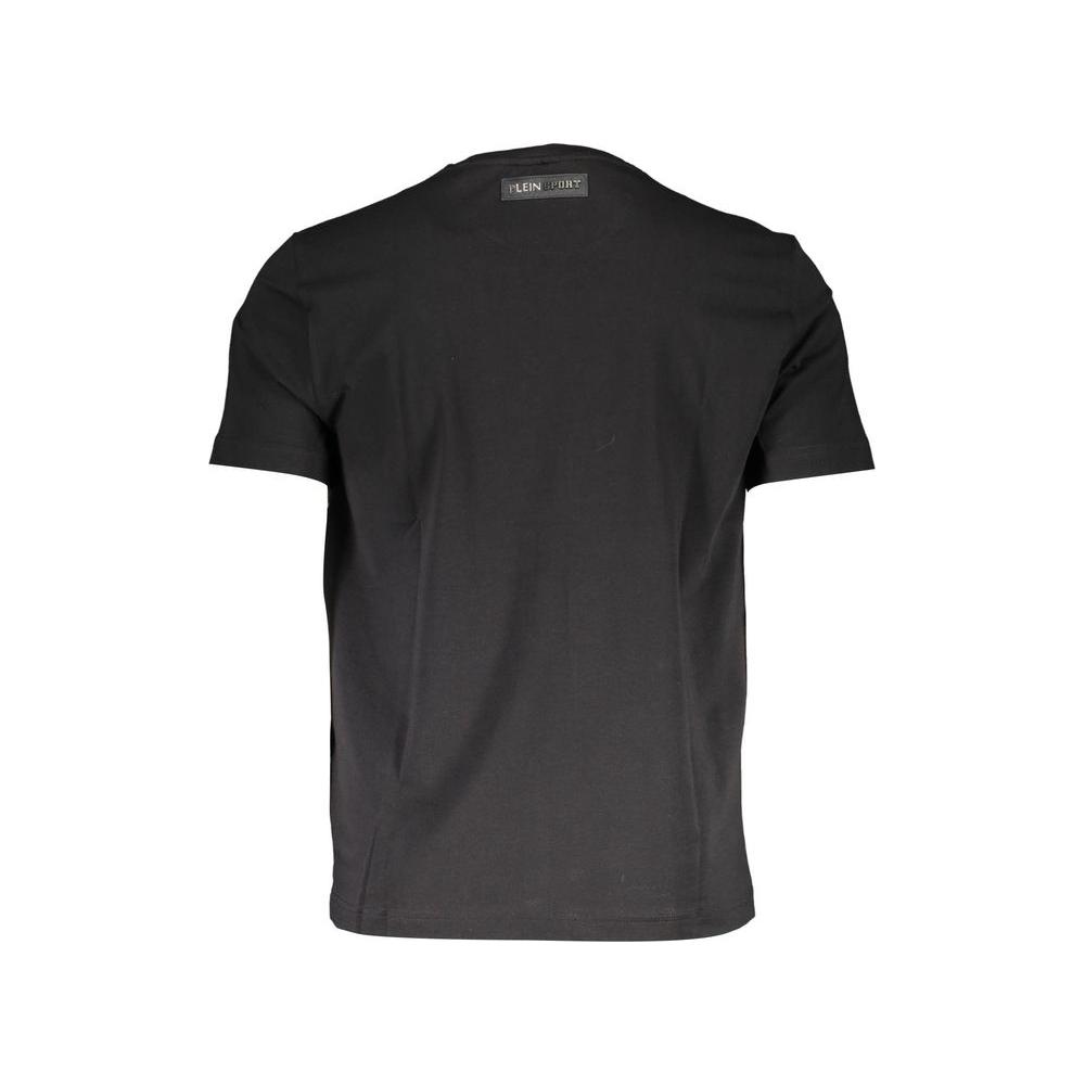 Plein Sport black cotton men's t-shirt, back view, crew neck, short sleeve, breathable fabric with athletic design.