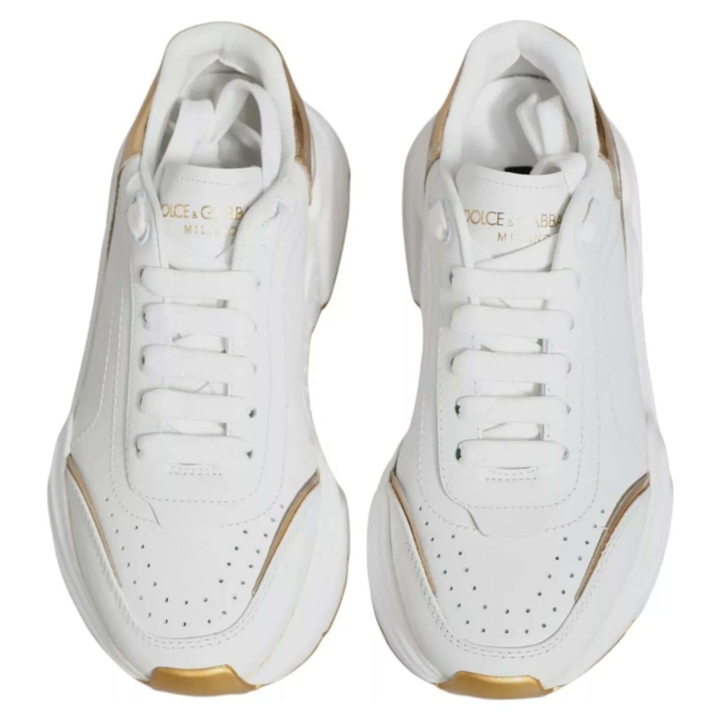 Dolce & Gabbana White Gold Daymaster Low Top Sneakers Shoes