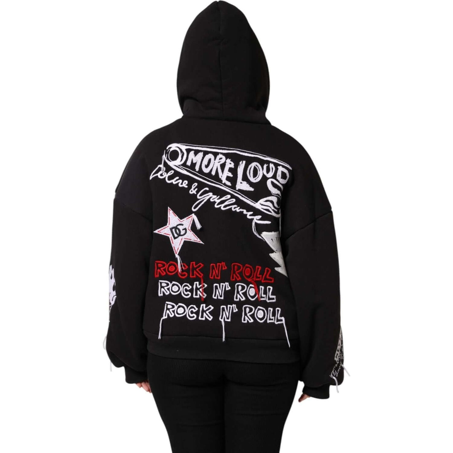 Dolce & Gabbana Black Embroidered Full Zip Hooded Jacket