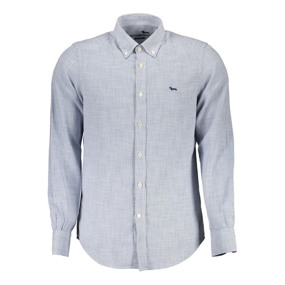 Harmont & Blaine light blue cotton men's shirt with button-down collar and logo detail, showcasing modern elegance for the stylish man.