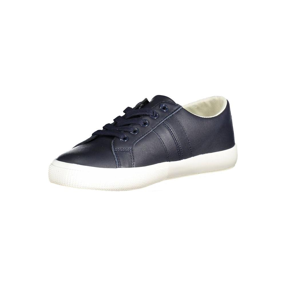 Ralph Lauren blue polyester sneaker, sports shoe with laces, featuring a logo design. Ideal for casual and athletic use.
