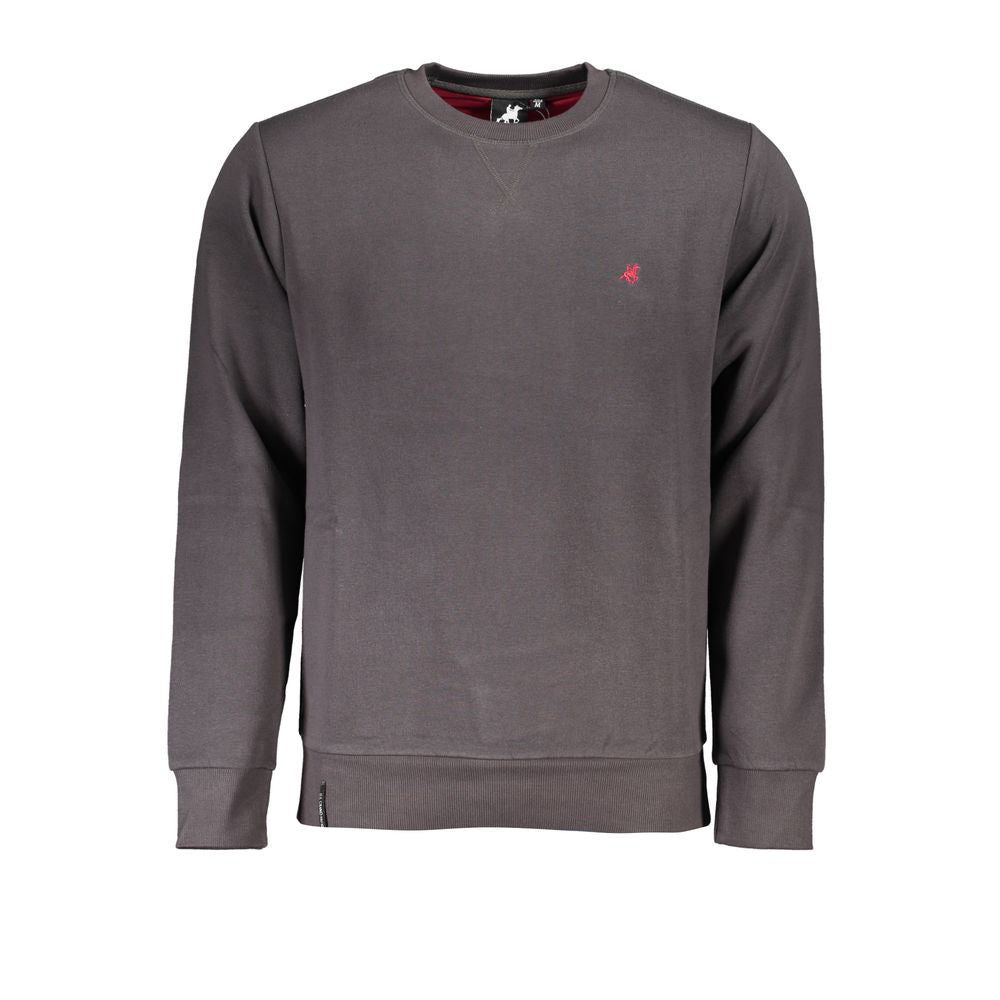 U.S. Grand Polo gray cotton men's sweater with crew neck and logo embroidery, ideal for stylish comfort.