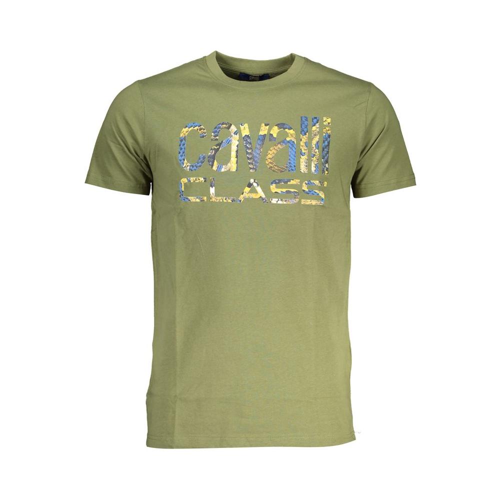 Cavalli Class Green Cotton T-Shirt