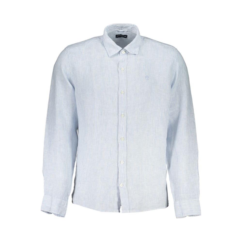 North Sails Light Blue Linen Men Shirt
