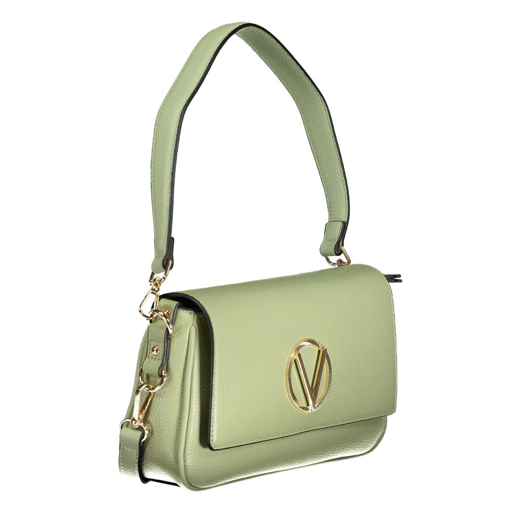 Valentino Bags green polyethylene handbag with logo, removable shoulder handle, adjustable strap, internal pockets, and zip closure.