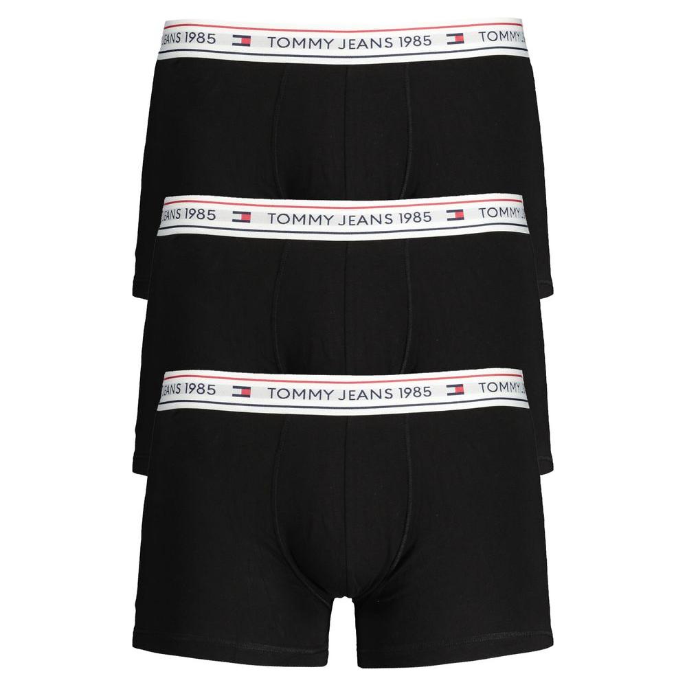 Tommy Hilfiger black cotton boxer tri-pack with elastic waist and contrast details, featuring signature logo on waistband.