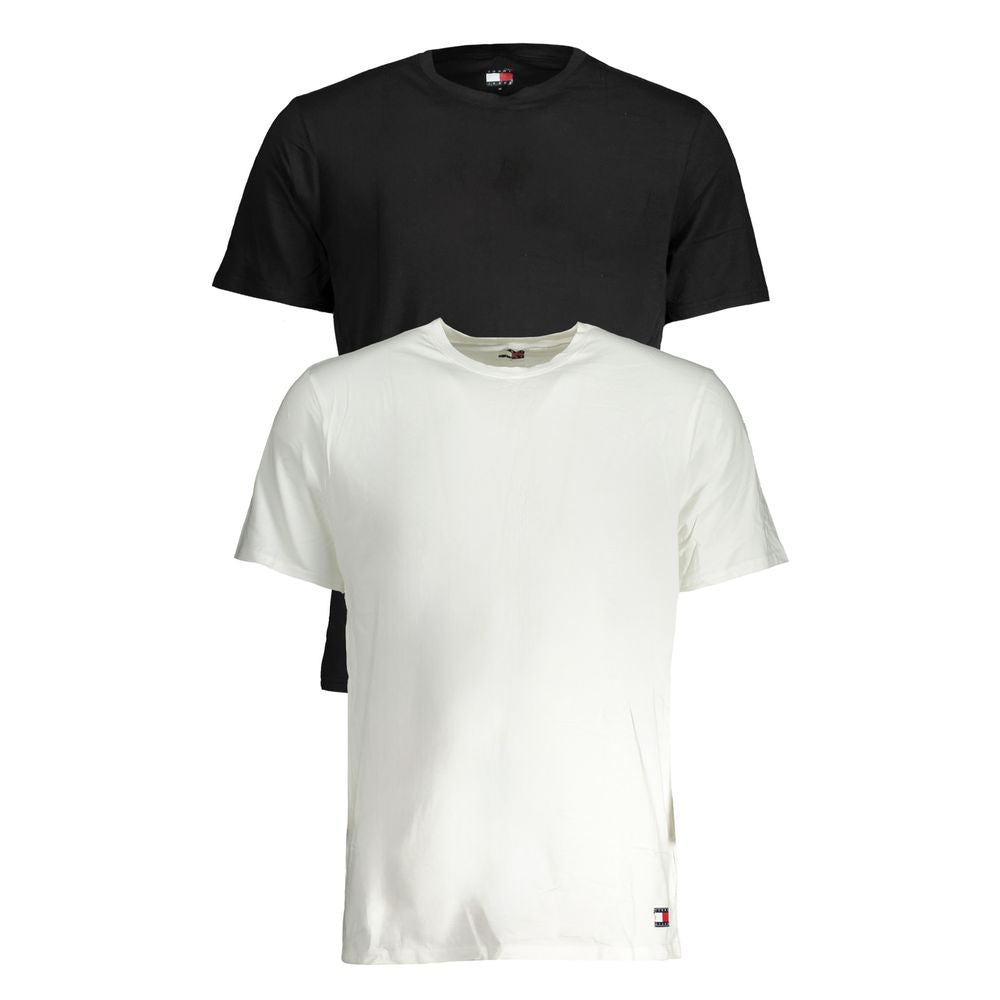 Tommy Hilfiger bi-pack featuring black and white short sleeve crew neck cotton t-shirts with logo application.