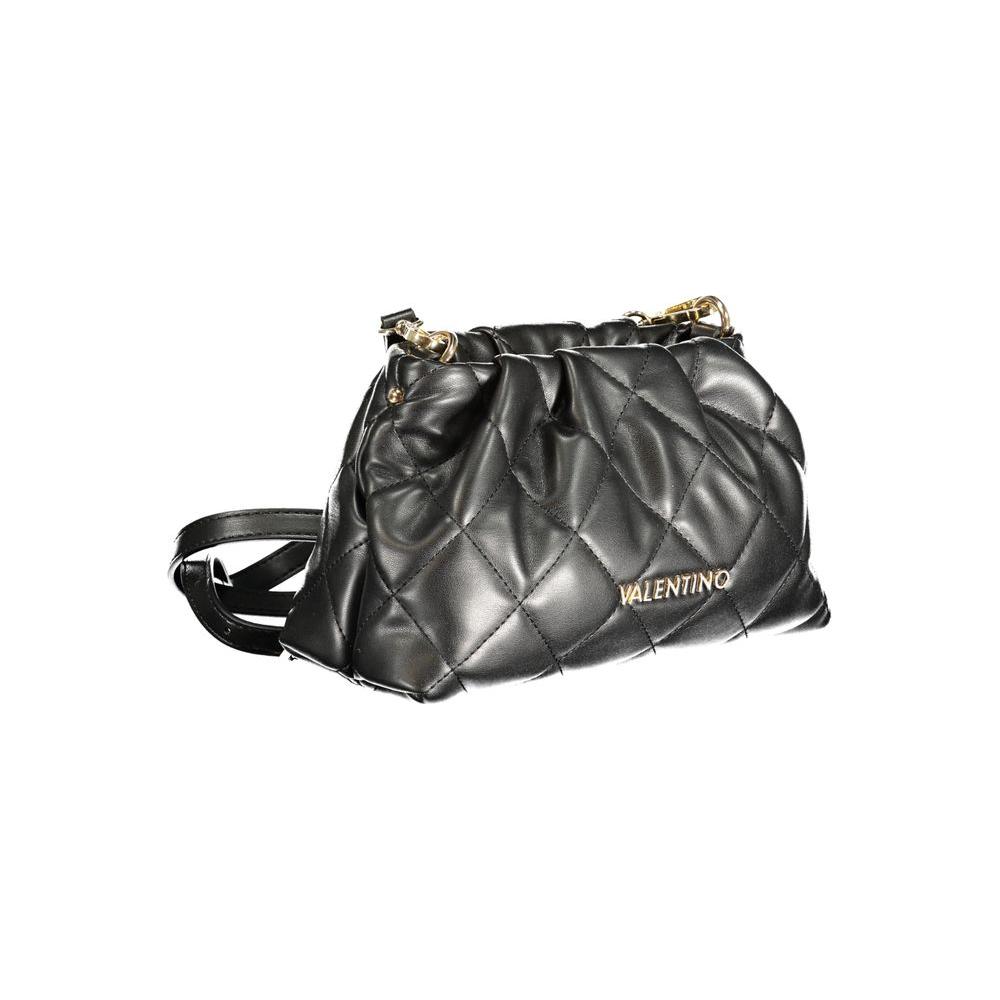 Valentino black polyethylene handbag with removable shoulder strap, internal pocket, and zip closure. Quilted design with logo.