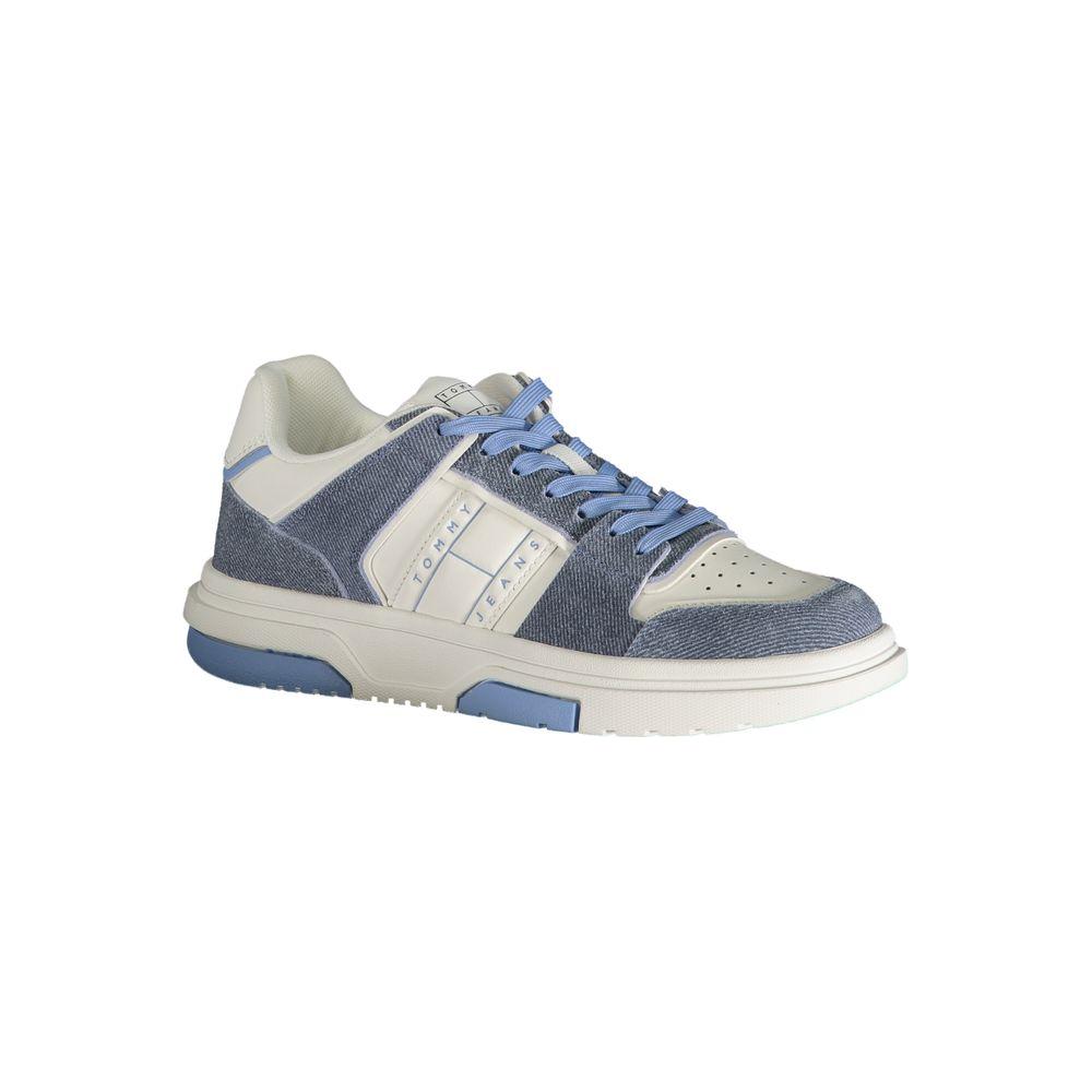 Tommy Hilfiger light blue leather women's sneaker with contrast details and logo, showcasing premium design and sporty style.