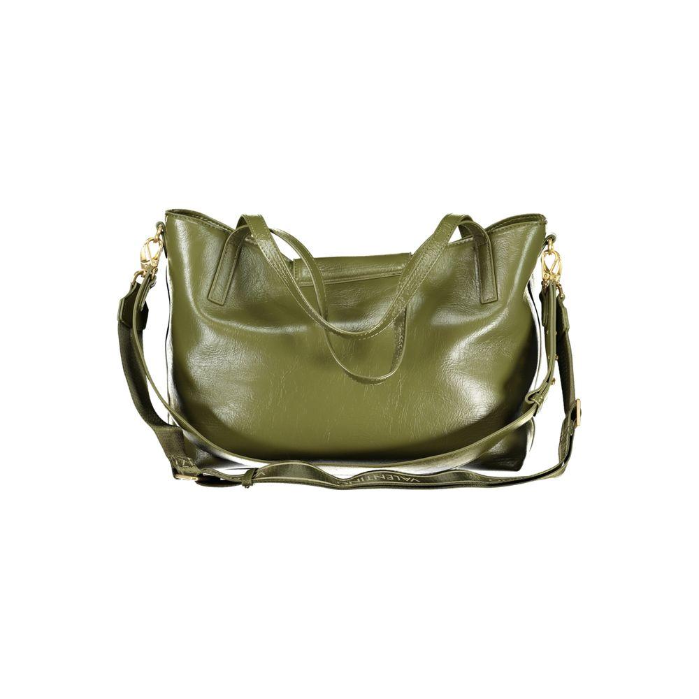 Valentino Bags green polyethylene women's handbag with shoulder handles and removable strap, featuring internal pocket and sleek design.