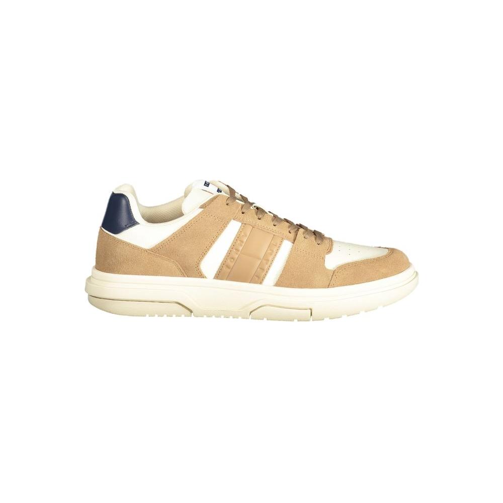 Tommy Hilfiger Beige Leather Men Sneaker