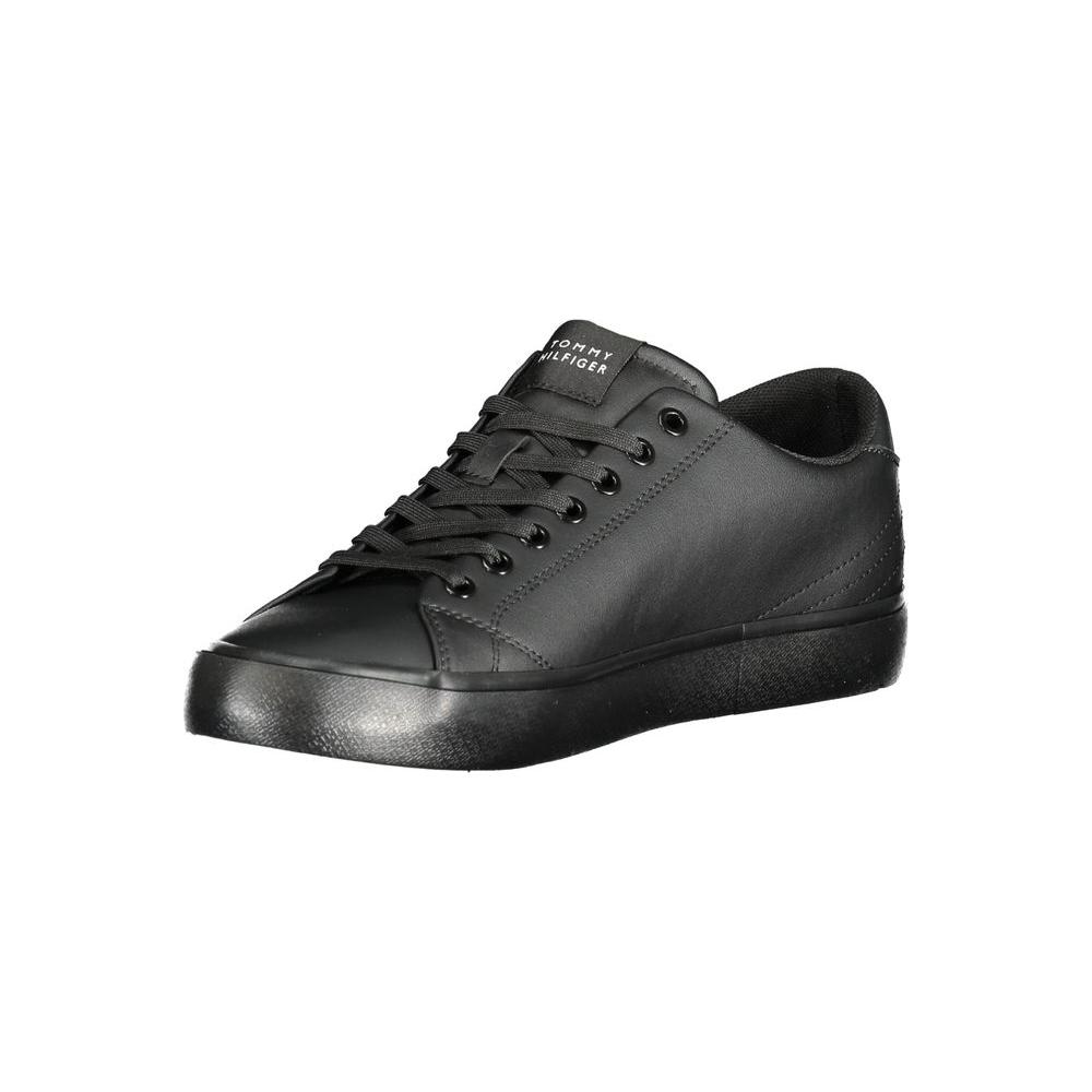 Tommy Hilfiger Black Leather Men Sneaker