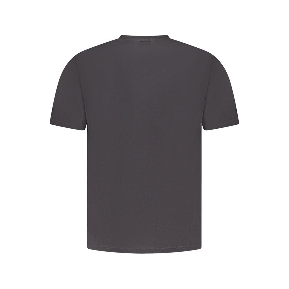 Back view of North Sails black cotton men’s t-shirt with short sleeves and crew neck, showcasing classic style and soft touch.