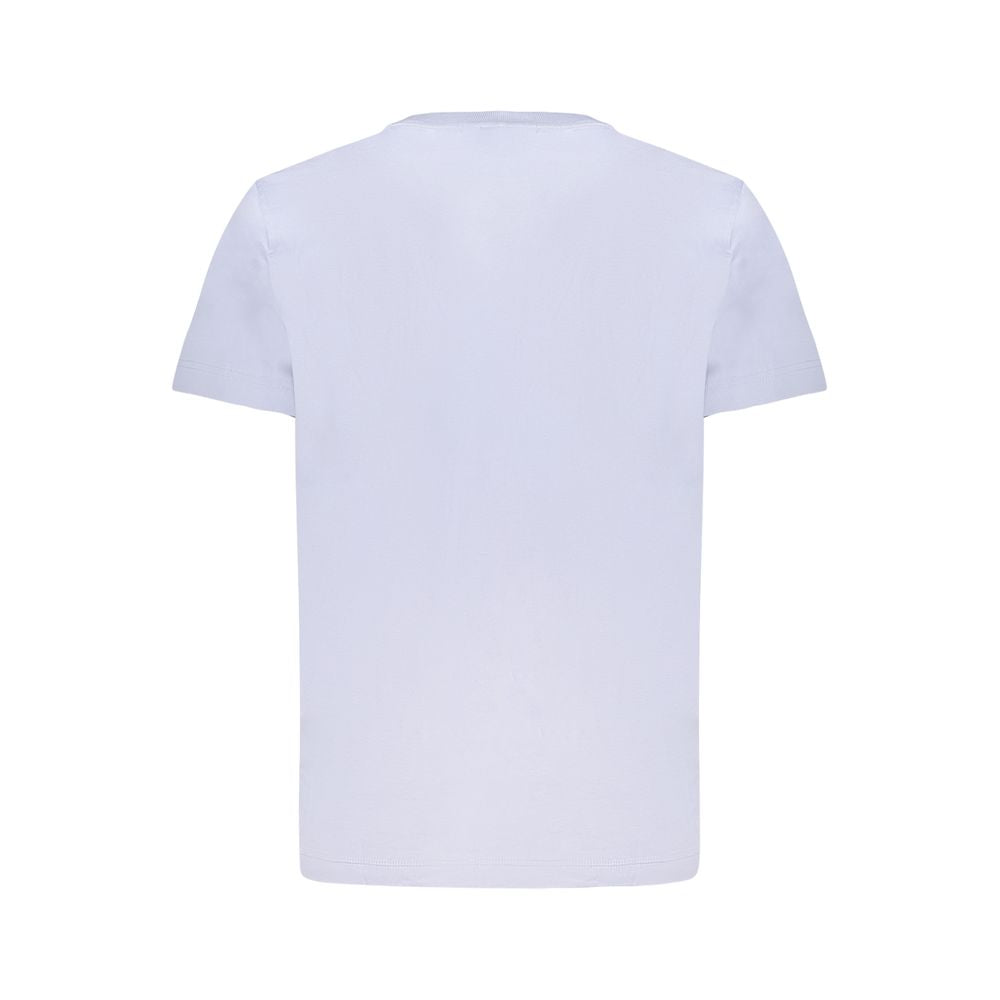 Calvin Klein light blue cotton men's T-shirt, short sleeve, crew neck, minimalist design, sustainable fashion, environmentally conscious.