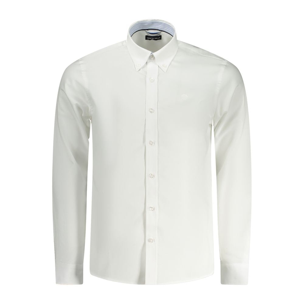 North Sails white cotton long-sleeve men's shirt with tailored fit and contrasting button cuffs.