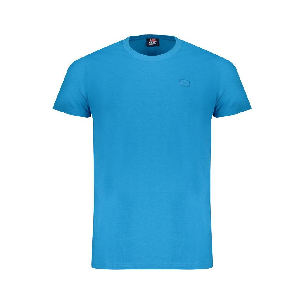 Norway 1963 Blue Cotton T-Shirt featuring short sleeves, crew neck, and embroidered logo, perfect for casual wear.