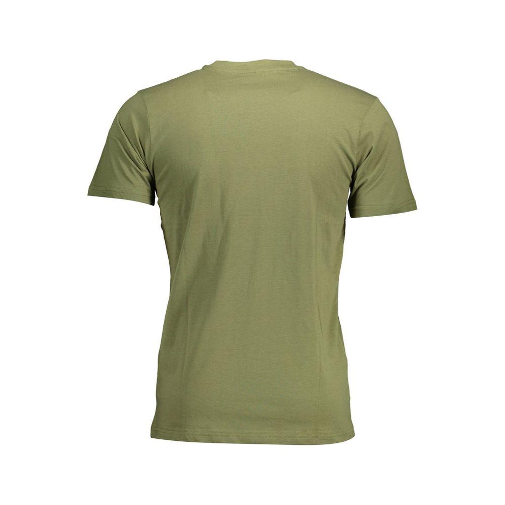Back view of Sergio Tacchini green cotton t-shirt with short sleeves and crew neck.