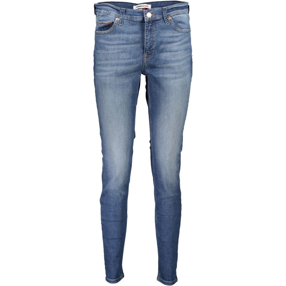 Tommy Hilfiger blue cotton jeans, mid-rise skinny fit, five-pocket design with washed effect, button and zip closure
