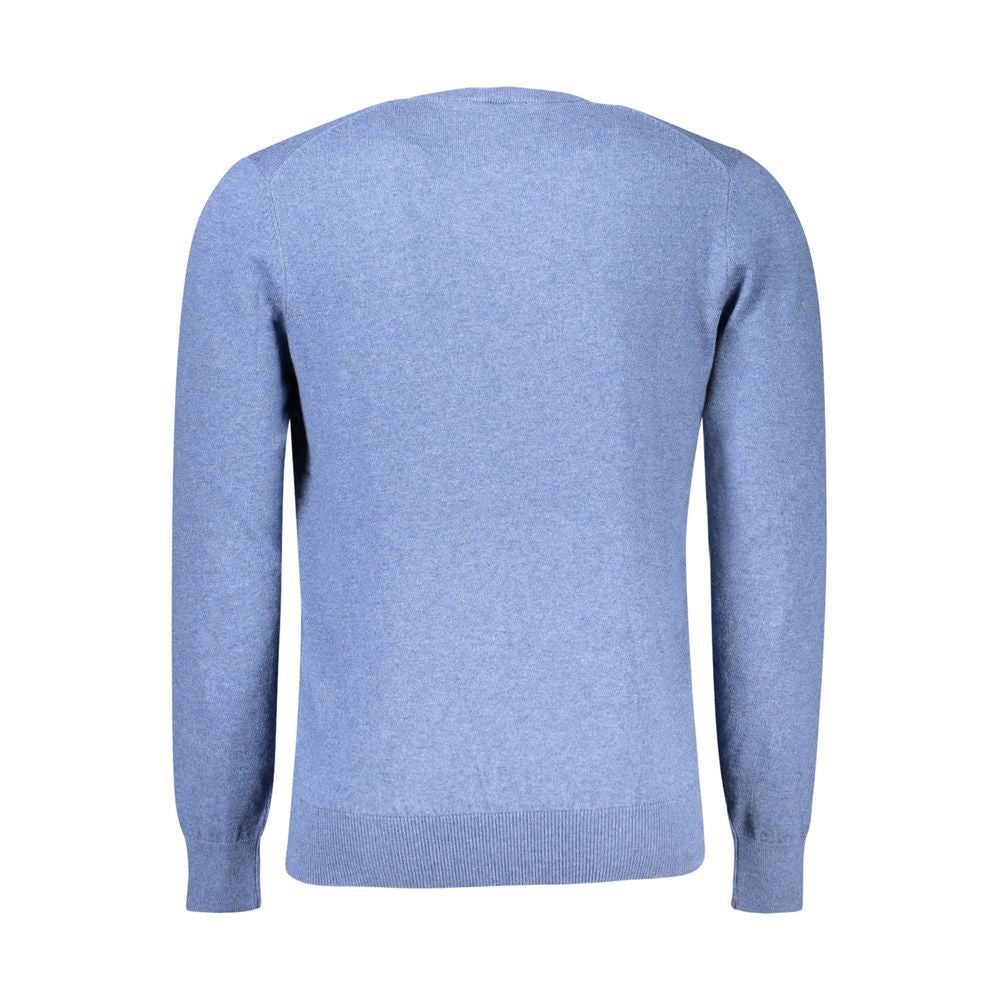 North Sails blue cotton men's sweater back view showcasing crew neck design and soft fabric blend for stylish comfort.