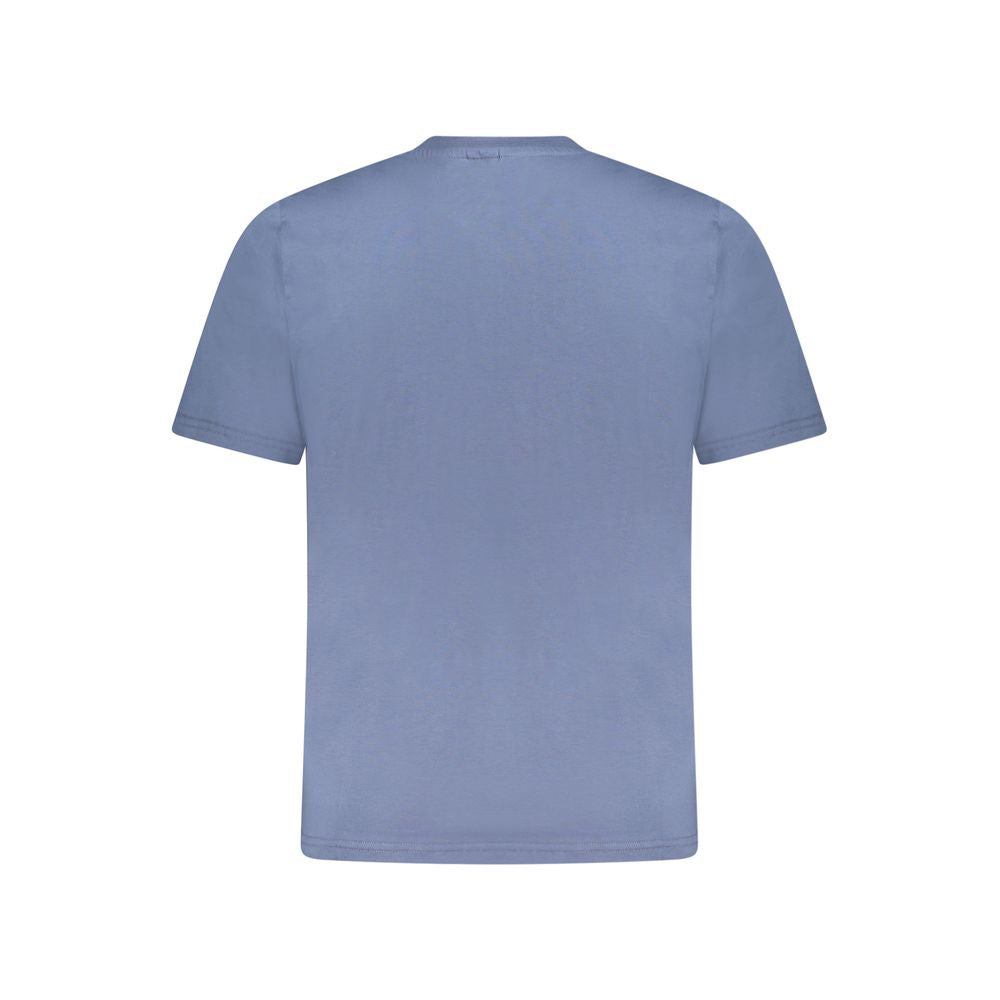 North Sails blue cotton men's t-shirt, back view, showcasing short sleeves and crew neck for casual luxe style.