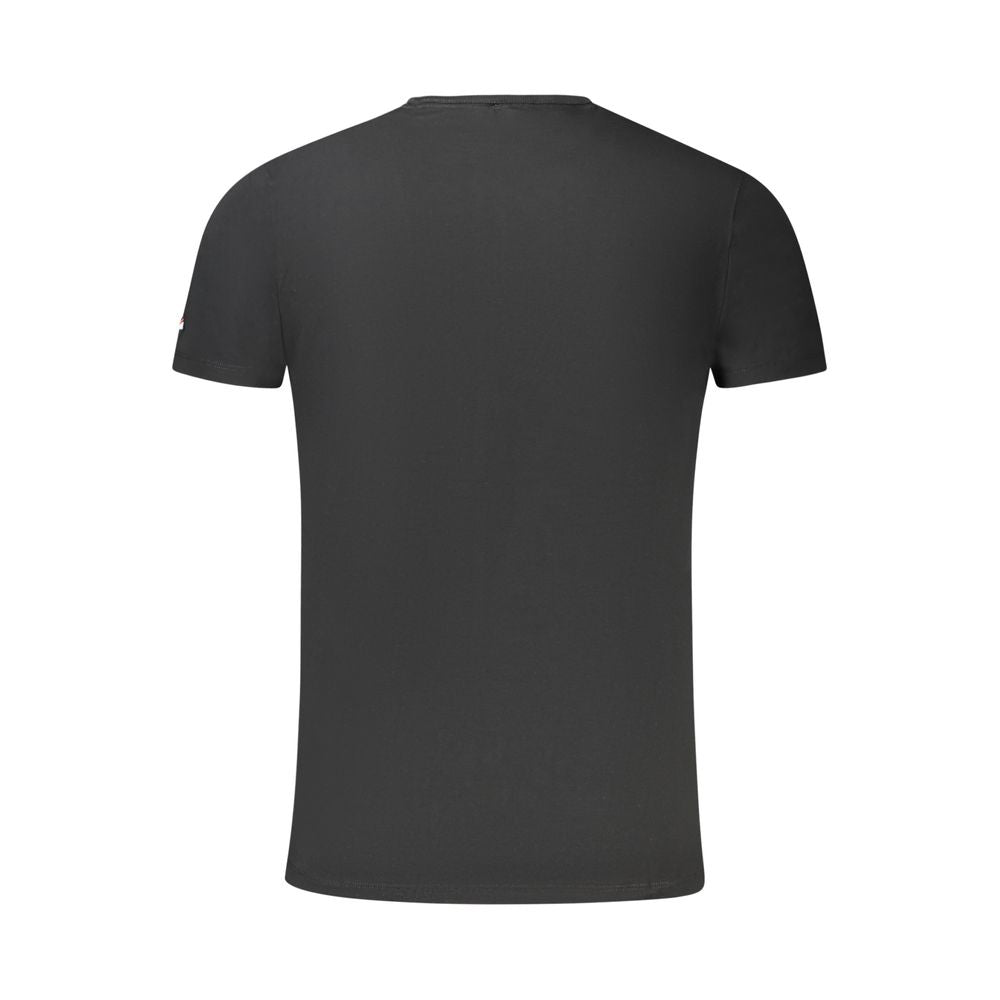 Pepe Jeans black cotton men's t-shirt, back view showcasing slim fit design and crew neck, sustainable fashion piece with iconic logo.