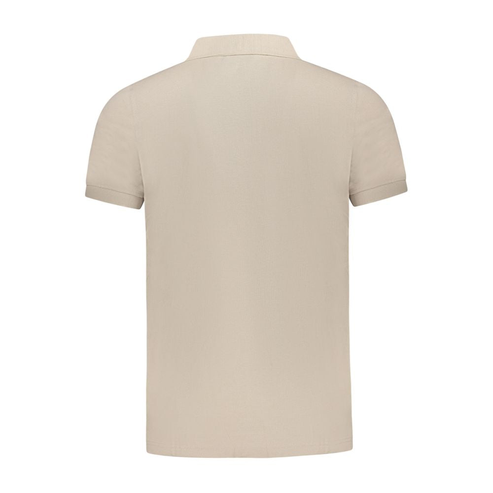 Back view of Norway 1963 Beige Cotton Polo Shirt featuring short sleeves and classic design.