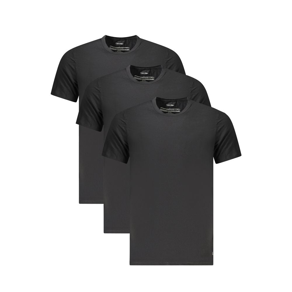 Calvin Klein black cotton men's T-shirts tri-pack, featuring slim fit and embroidered logo.