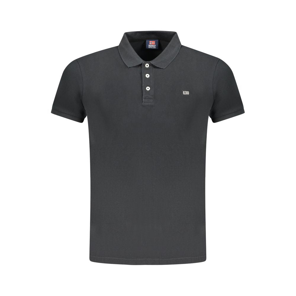 Norway 1963 Black Cotton Men's Polo Shirt with iconic embroidery, traditional logo, and three-button detail for casual elegance.