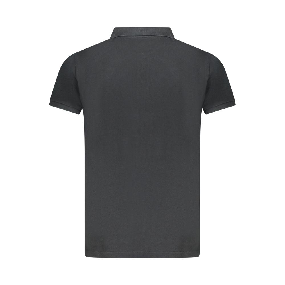 Back view of Norway 1963 black cotton men's polo shirt with classic design and timeless elegance, ideal for upscale casual occasions.