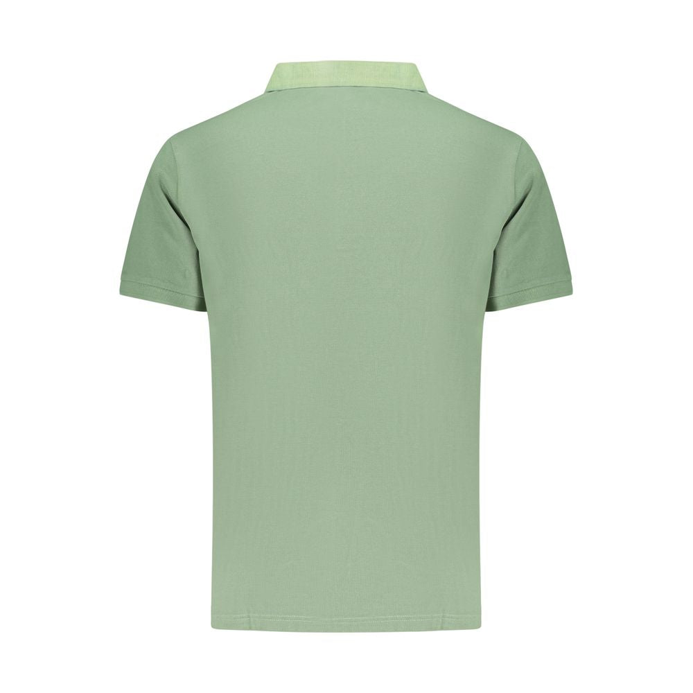 Green cotton men's polo shirt by Norway 1963, featuring a classic design with short sleeves and a structured collar.
