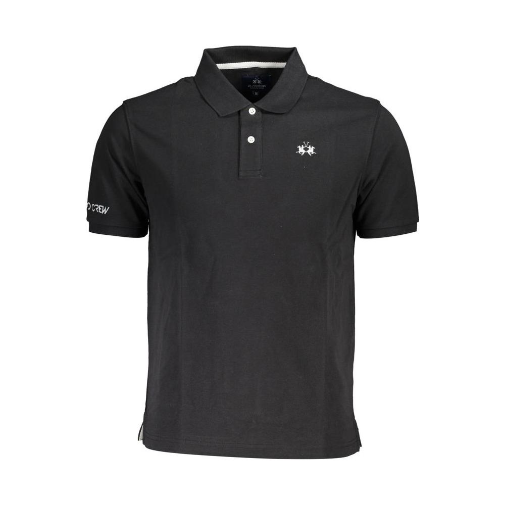 La Martina Black Cotton Men Polo Shirt