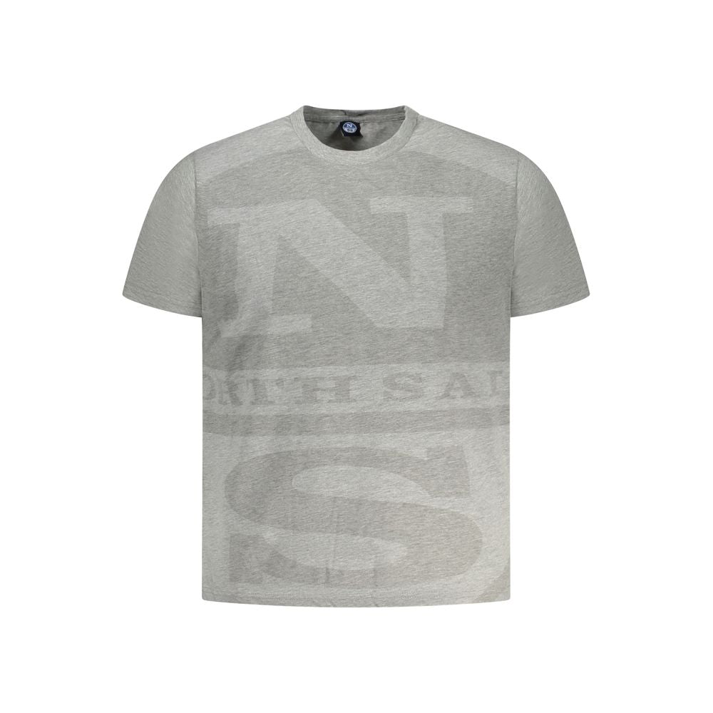 North Sails gray cotton men's T-shirt with bold logo and stylish print.