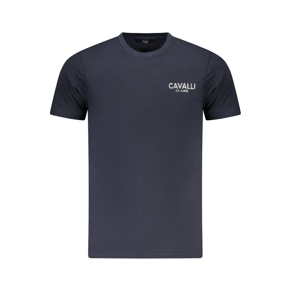 Cavalli Class Blue Cotton Men's T-Shirt with Logo, Short Sleeve