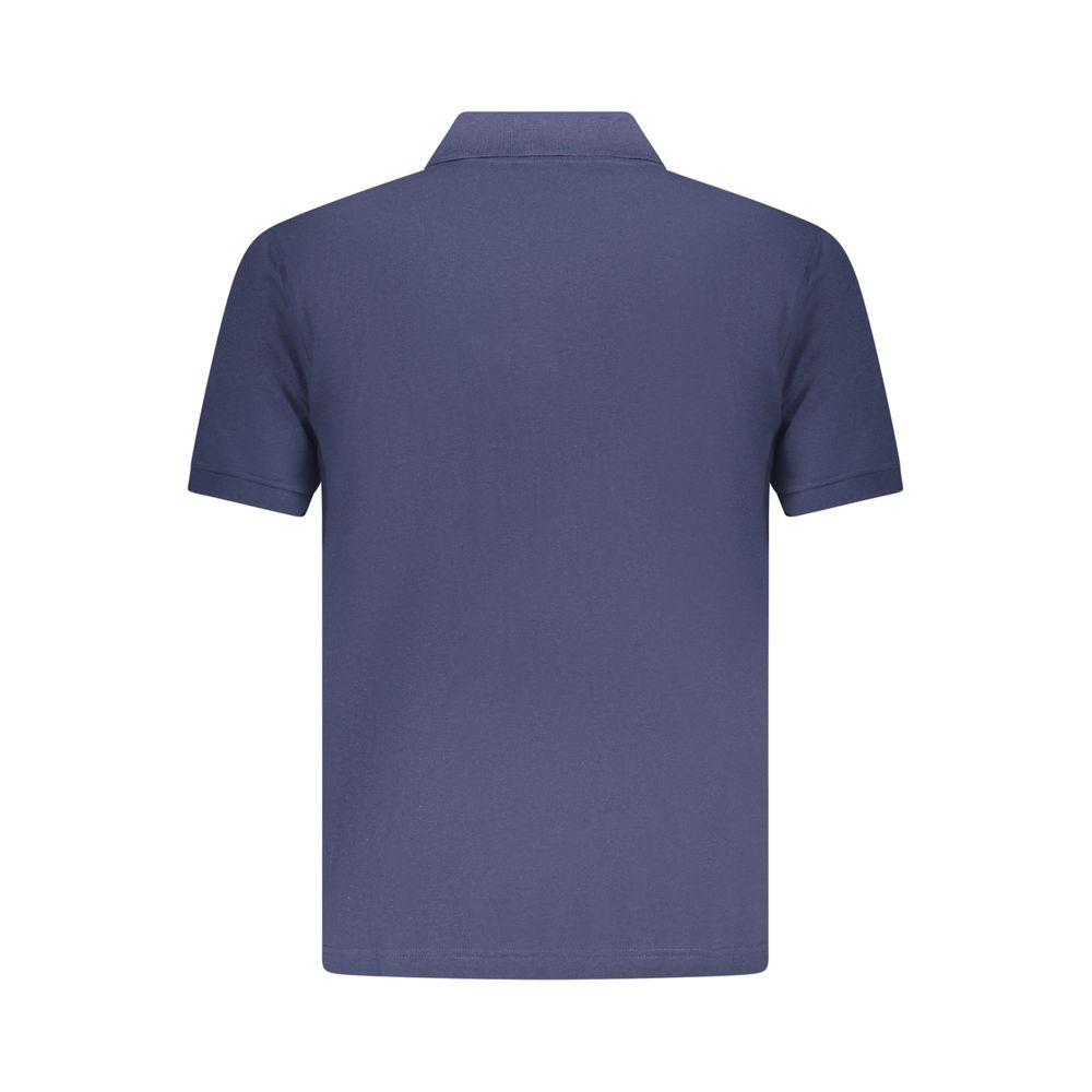 Back view of U.S. Grand Polo blue cotton men's polo shirt with short sleeves and classic design.