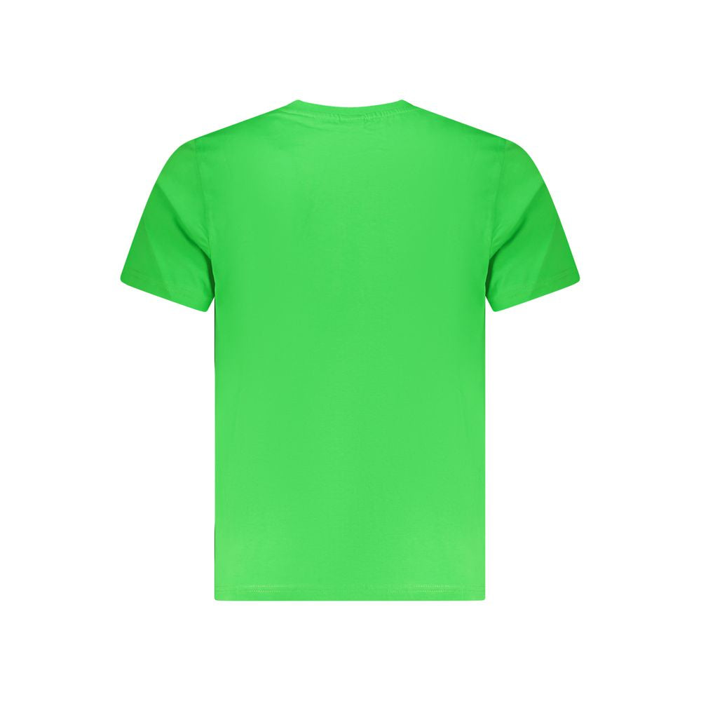 North Sails green cotton men's T-shirt, crew neck, short-sleeve, with logo print, embodying adventure and style.