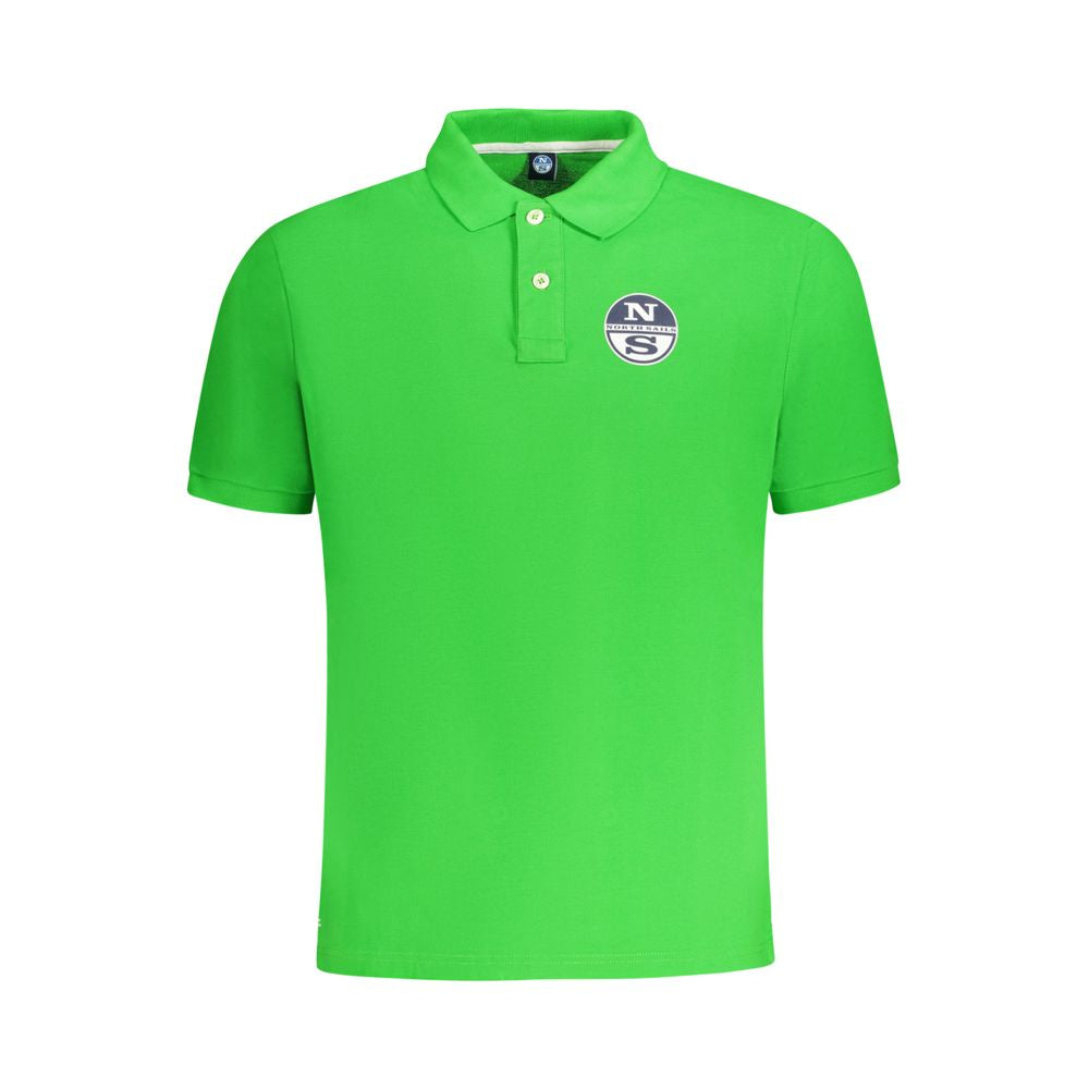 North Sails green cotton men's polo shirt with logo, short sleeves, and two-button placket, perfect for a stylish wardrobe upgrade.