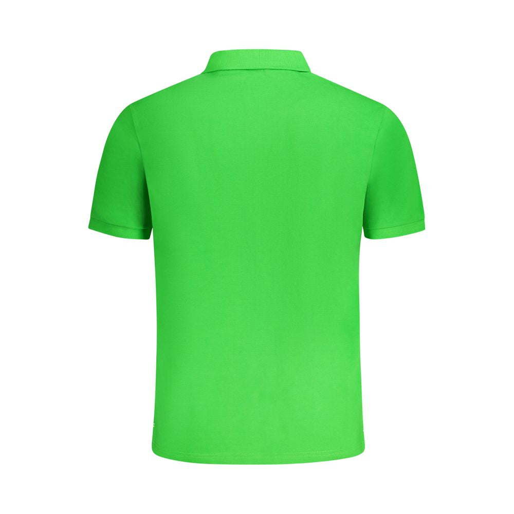 Back view of North Sails green cotton men's polo shirt with short sleeves and classic collar.