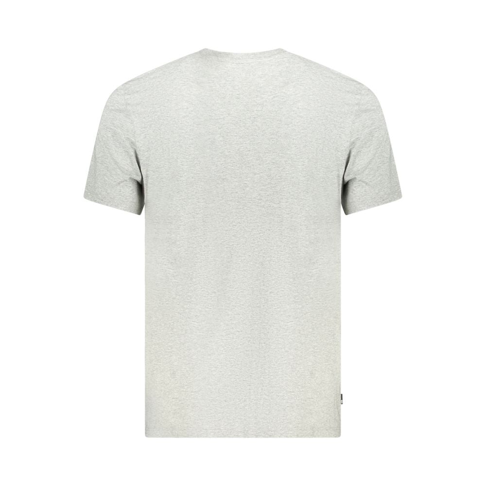 Back view of Timberland gray cotton men's t-shirt featuring a simple, regular fit design perfect for casual style and comfort.