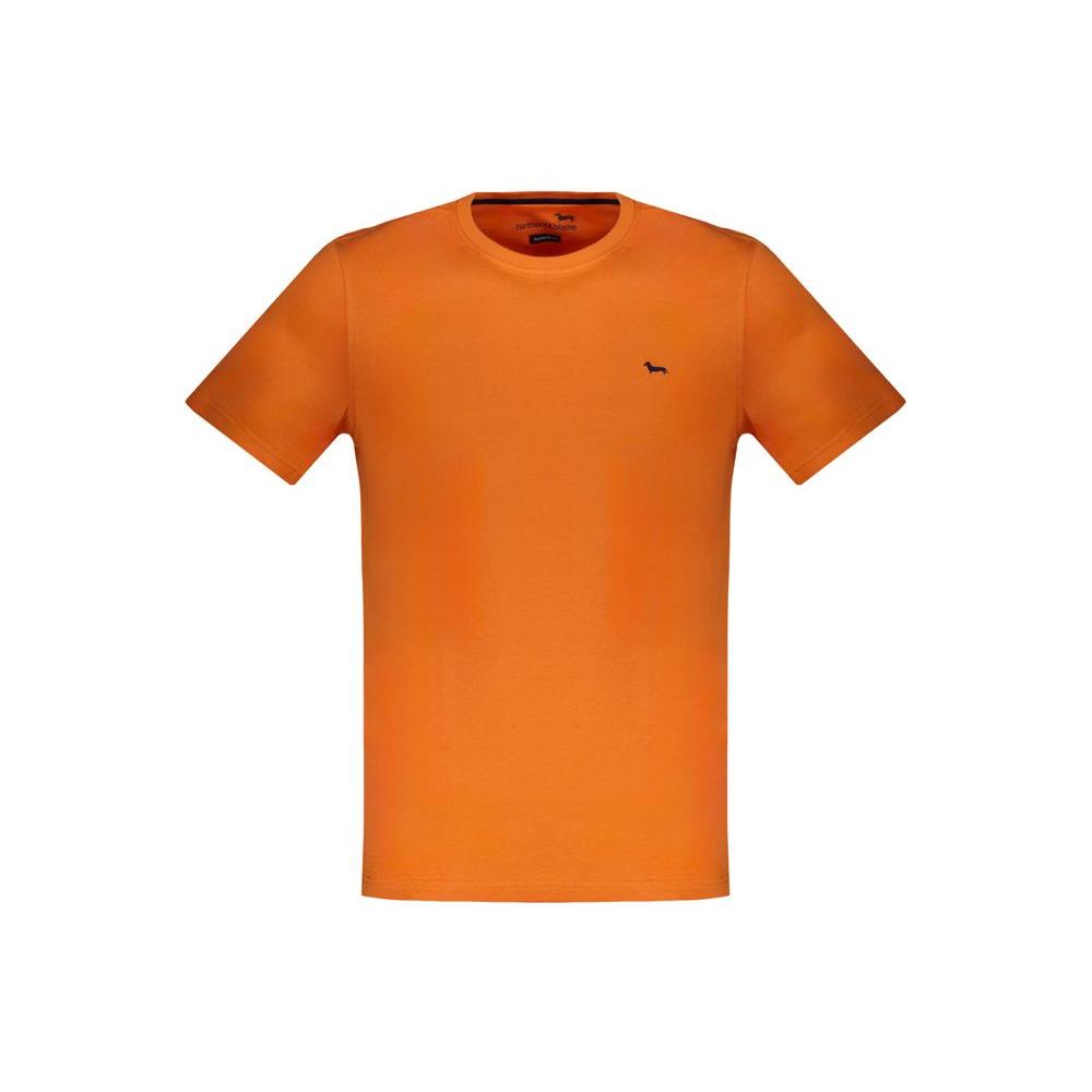 Harmont & Blaine orange cotton t-shirt, narrow fit, short sleeve, crew neck with embroidered logo.